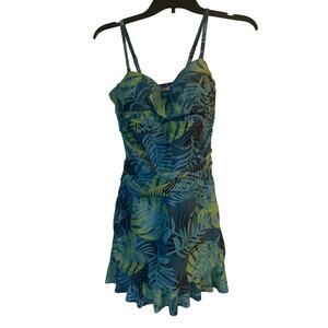 NWT Holipick Women's Swimdress Blue/Green Adjustable Straps Size Medium